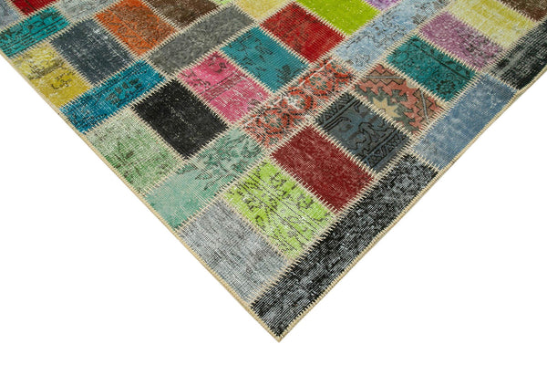 Kırk Yama Gri Patchwork Pamuk Yün El Dokuma Halısı 175x242 Agacan
