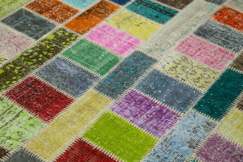 Kırk Yama Gri Patchwork Pamuk Yün El Dokuma Halısı 175x242 Agacan