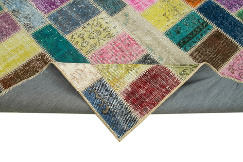 Kırk Yama Gri Patchwork Pamuk Yün El Dokuma Halısı 175x242 Agacan