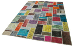 Kırk Yama Gri Patchwork Pamuk Yün El Dokuma Halısı 174x237 Agacan