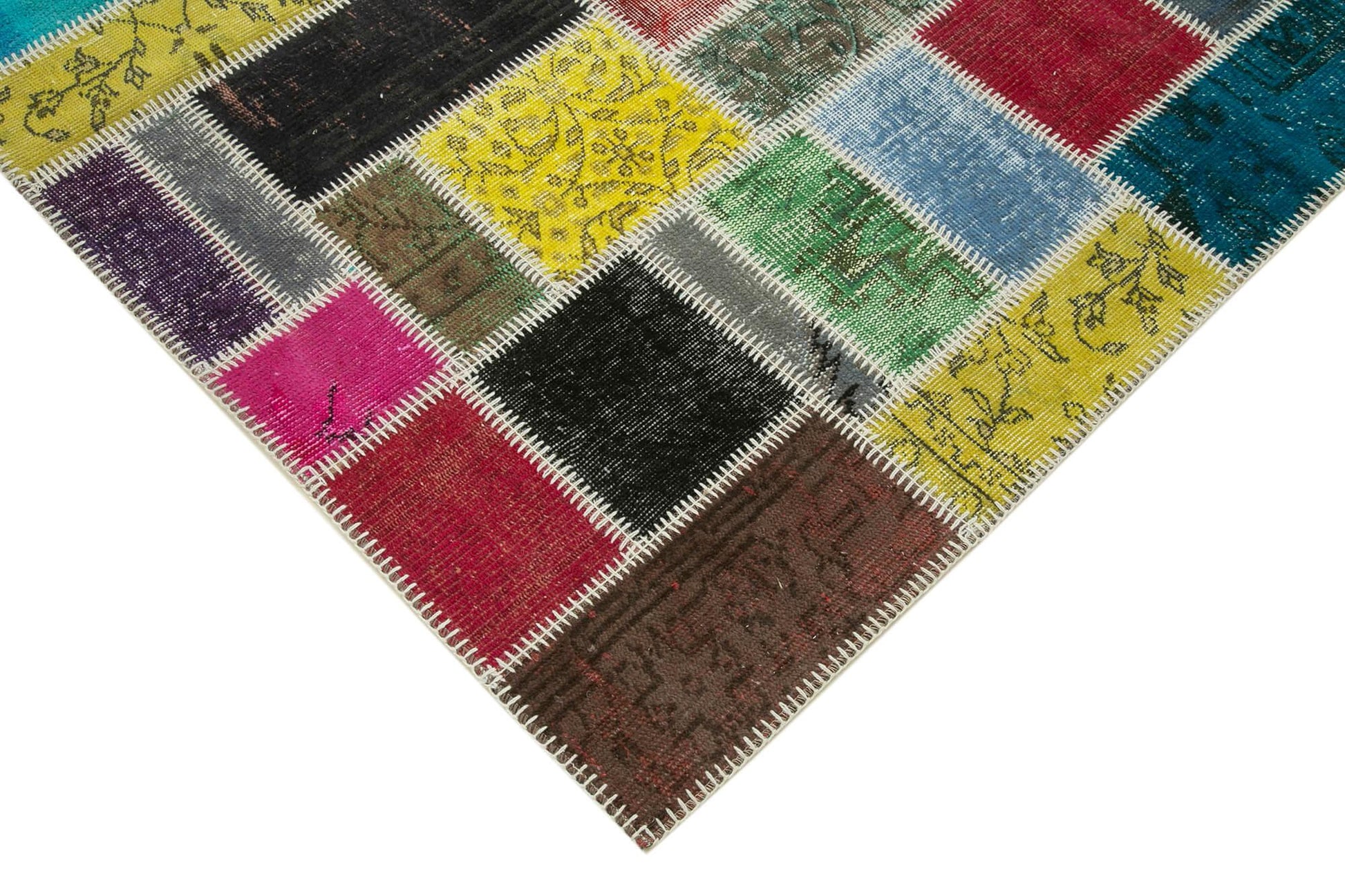 Kırk Yama Gri Patchwork Pamuk Yün El Dokuma Halısı 174x237 Agacan