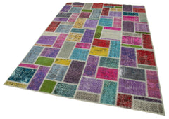 Kırk Yama Gri Patchwork Pamuk Yün El Dokuma Halısı 167x251 Agacan