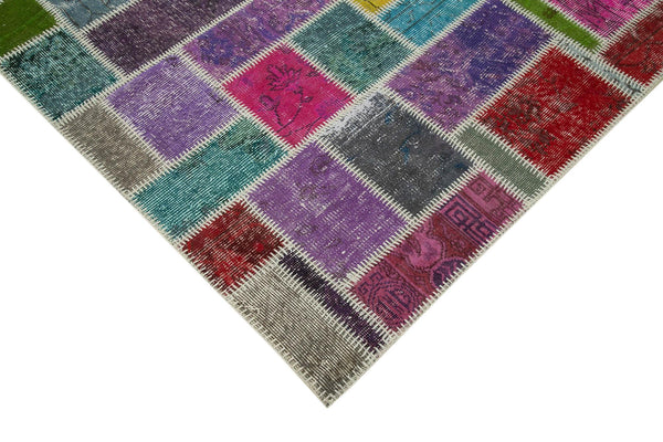 Kırk Yama Gri Patchwork Pamuk Yün El Dokuma Halısı 167x251 Agacan