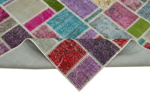 Kırk Yama Gri Patchwork Pamuk Yün El Dokuma Halısı 167x251 Agacan