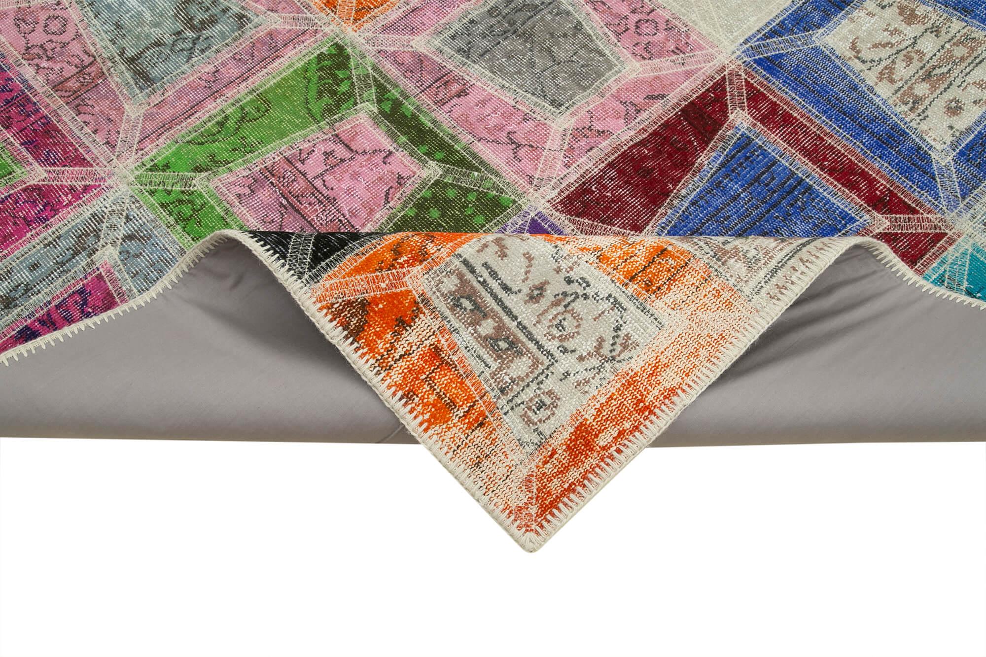Kırk Yama Gri Patchwork Pamuk Yün El Dokuma Halısı 191x277 Agacan