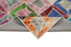 Kırk Yama Gri Patchwork Pamuk Yün El Dokuma Halısı 191x277 Agacan