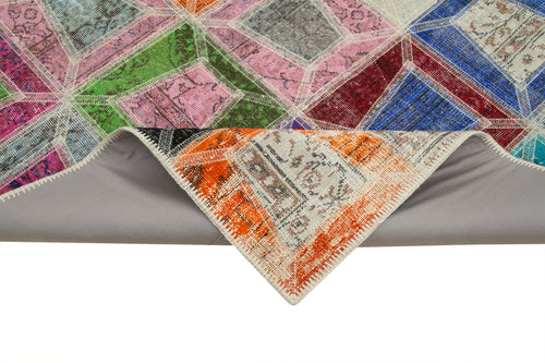Kırk Yama Gri Patchwork Pamuk Yün El Dokuma Halısı 191x277 Agacan