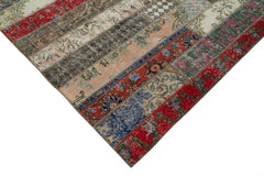 Kırk Yama Gri Patchwork Pamuk Yün El Dokuma Halısı 203x306 Agacan