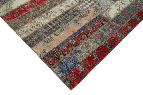 Kırk Yama Gri Patchwork Pamuk Yün El Dokuma Halısı 203x306 Agacan
