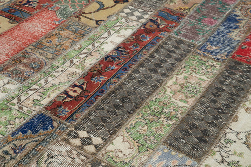 Kırk Yama Gri Patchwork Pamuk Yün El Dokuma Halısı 203x306 Agacan