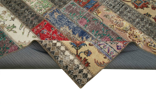 Kırk Yama Gri Patchwork Pamuk Yün El Dokuma Halısı 203x306 Agacan