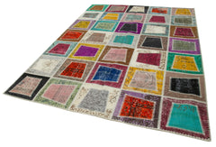 Kırk Yama Gri Patchwork Pamuk Yün El Dokuma Halısı 200x280 Agacan