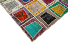Kırk Yama Gri Patchwork Pamuk Yün El Dokuma Halısı 200x280 Agacan