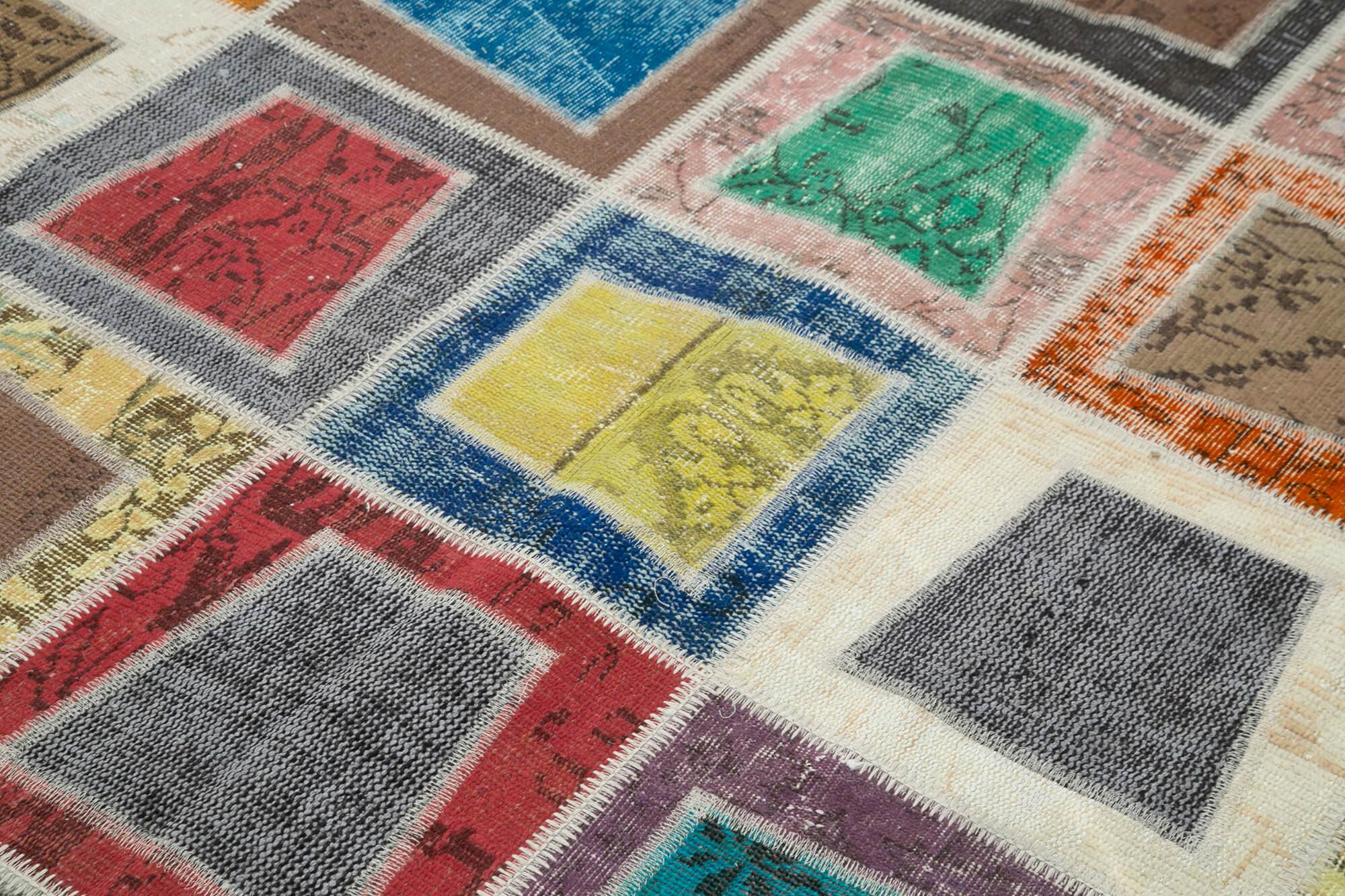 Kırk Yama Gri Patchwork Pamuk Yün El Dokuma Halısı 200x280 Agacan