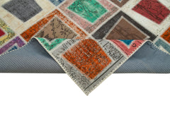 Kırk Yama Gri Patchwork Pamuk Yün El Dokuma Halısı 200x280 Agacan