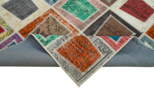 Kırk Yama Gri Patchwork Pamuk Yün El Dokuma Halısı 200x280 Agacan