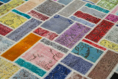 Kırk Yama Gri Patchwork Pamuk Yün El Dokuma Halısı 207x298 Agacan