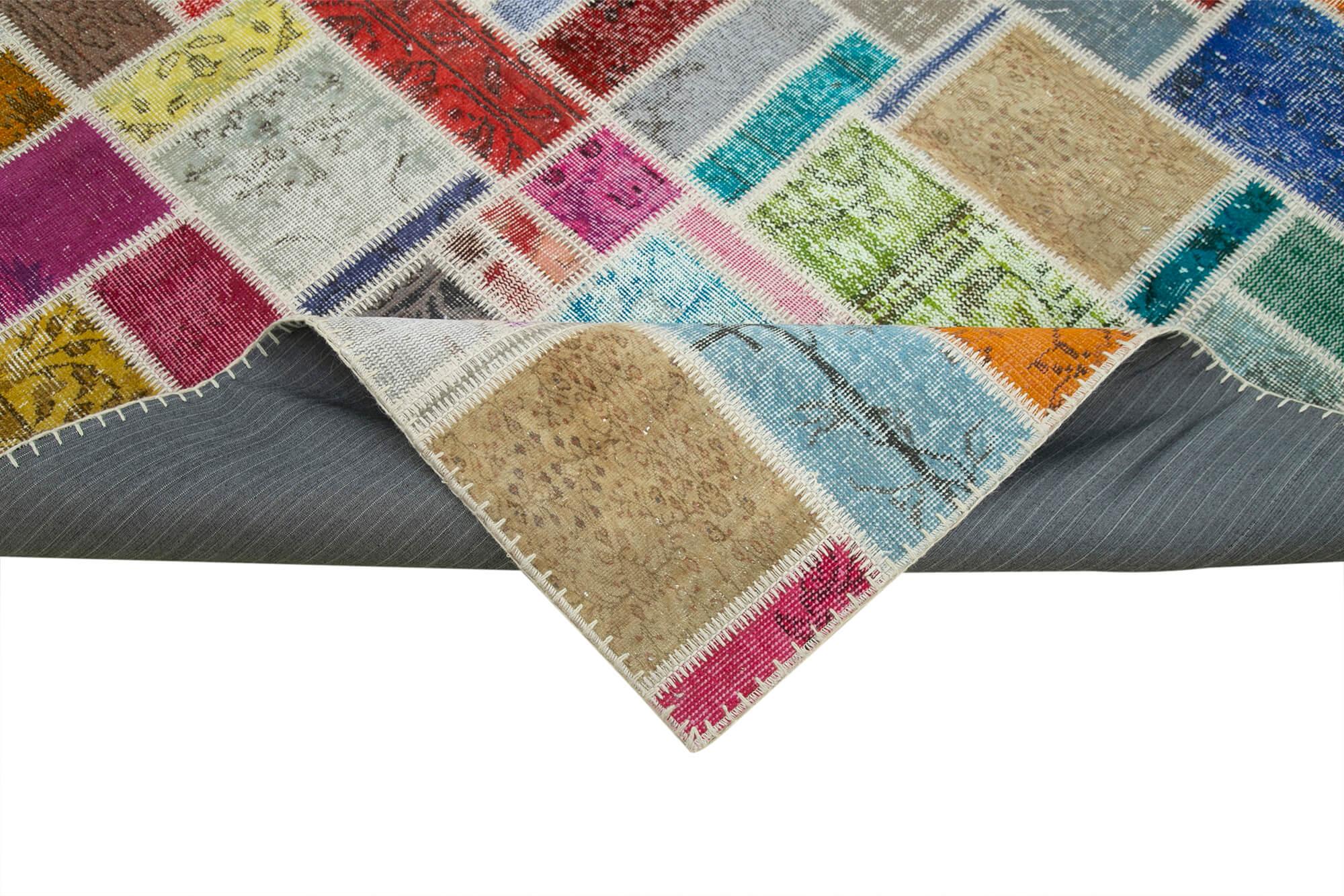 Kırk Yama Gri Patchwork Pamuk Yün El Dokuma Halısı 207x298 Agacan