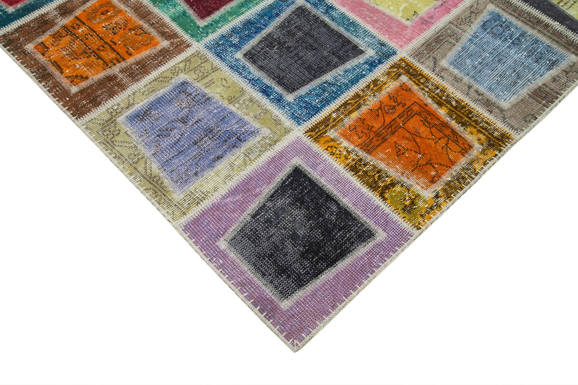 Kırk Yama Gri Patchwork Pamuk Yün El Dokuma Halısı 200x280 Agacan
