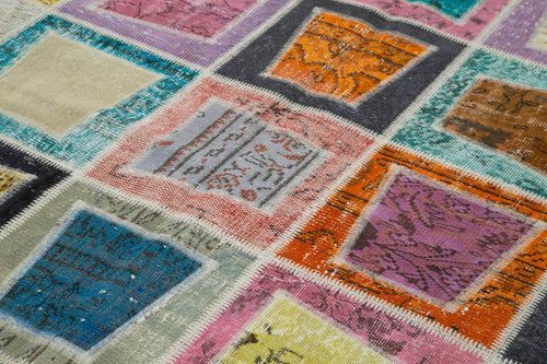 Kırk Yama Gri Patchwork Pamuk Yün El Dokuma Halısı 200x280 Agacan