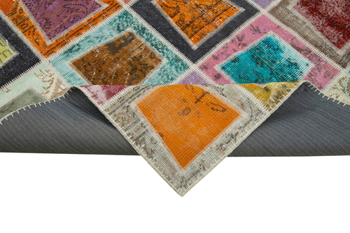 Kırk Yama Gri Patchwork Pamuk Yün El Dokuma Halısı 200x280 Agacan