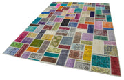 Kırk Yama Gri Patchwork Pamuk Yün El Dokuma Halısı 210x297 Agacan