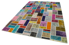 Kırk Yama Gri Patchwork Pamuk Yün El Dokuma Halısı 210x298 Agacan