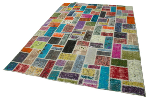 Kırk Yama Gri Patchwork Pamuk Yün El Dokuma Halısı 206x294 Agacan