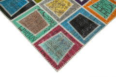 Kırk Yama Gri Patchwork Pamuk Yün El Dokuma Halısı 198x278 Agacan