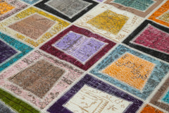 Kırk Yama Gri Patchwork Pamuk Yün El Dokuma Halısı 198x278 Agacan