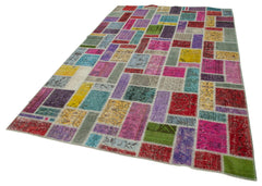 Kırk Yama Gri Patchwork Pamuk Yün El Dokuma Halısı 190x288 Agacan