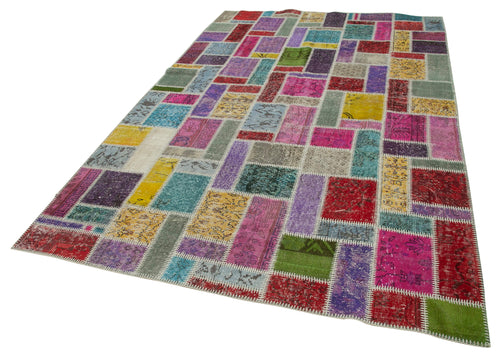 Kırk Yama Gri Patchwork Pamuk Yün El Dokuma Halısı 190x288 Agacan