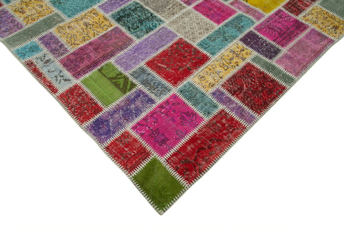Kırk Yama Gri Patchwork Pamuk Yün El Dokuma Halısı 190x288 Agacan