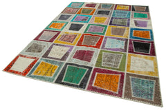 Kırk Yama Gri Patchwork Pamuk Yün El Dokuma Halısı 200x280 Agacan