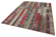 Kırk Yama Gri Patchwork Pamuk Yün El Dokuma Halısı 242x305 Agacan