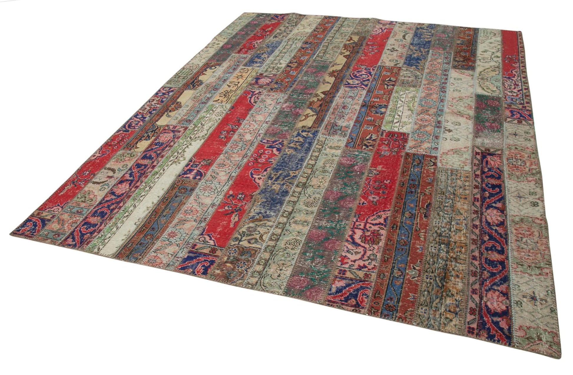 Kırk Yama Gri Patchwork Pamuk Yün El Dokuma Halısı 242x305 Agacan