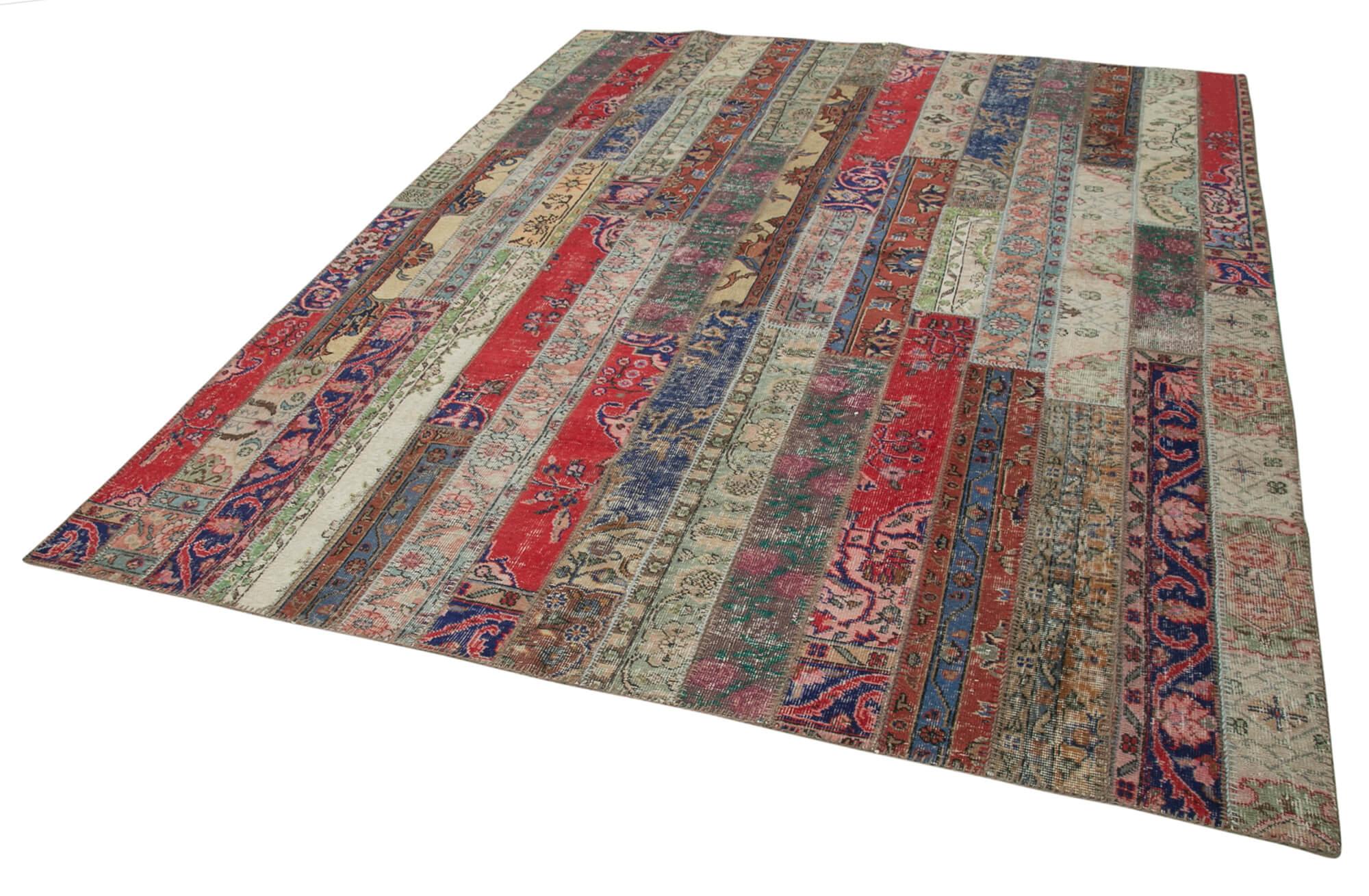 Kırk Yama Gri Patchwork Pamuk Yün El Dokuma Halısı 242x305 Agacan