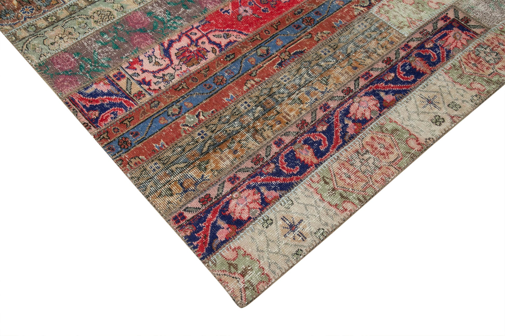 Kırk Yama Gri Patchwork Pamuk Yün El Dokuma Halısı 242x305 Agacan