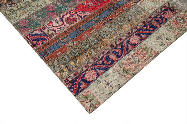 Kırk Yama Gri Patchwork Pamuk Yün El Dokuma Halısı 242x305 Agacan