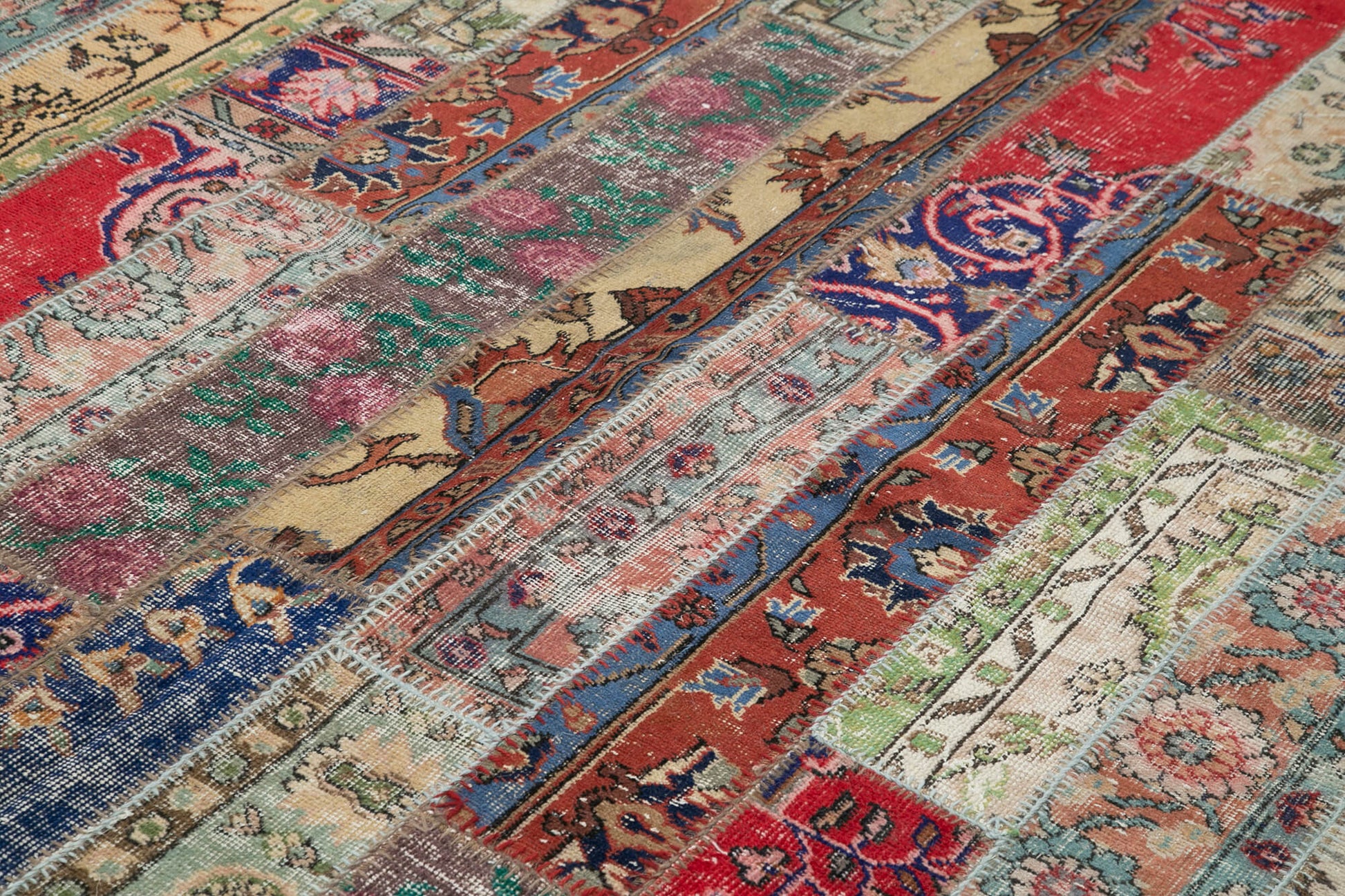 Kırk Yama Gri Patchwork Pamuk Yün El Dokuma Halısı 242x305 Agacan