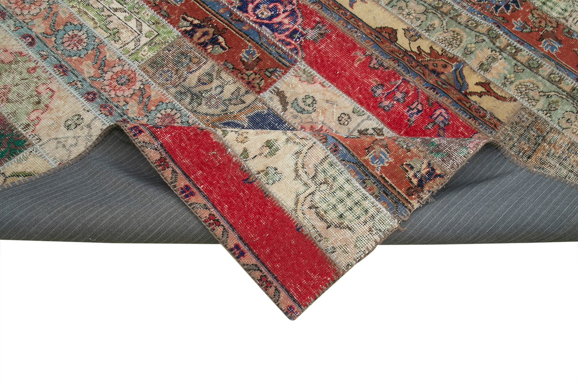 Kırk Yama Gri Patchwork Pamuk Yün El Dokuma Halısı 242x305 Agacan