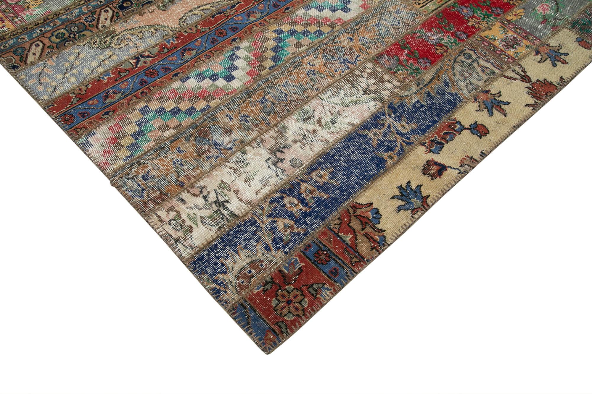 Kırk Yama Gri Patchwork Pamuk Yün El Dokuma Halısı 243x308 Agacan