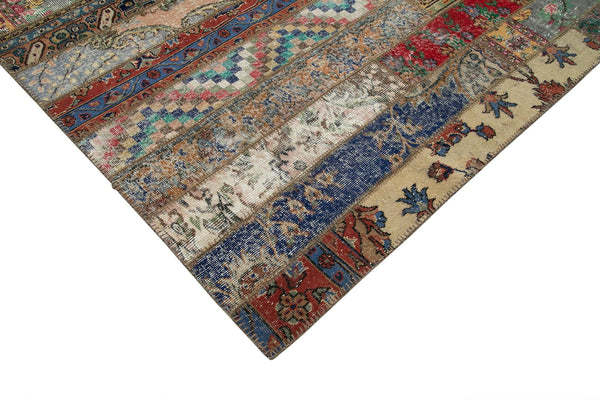 Kırk Yama Gri Patchwork Pamuk Yün El Dokuma Halısı 243x308 Agacan