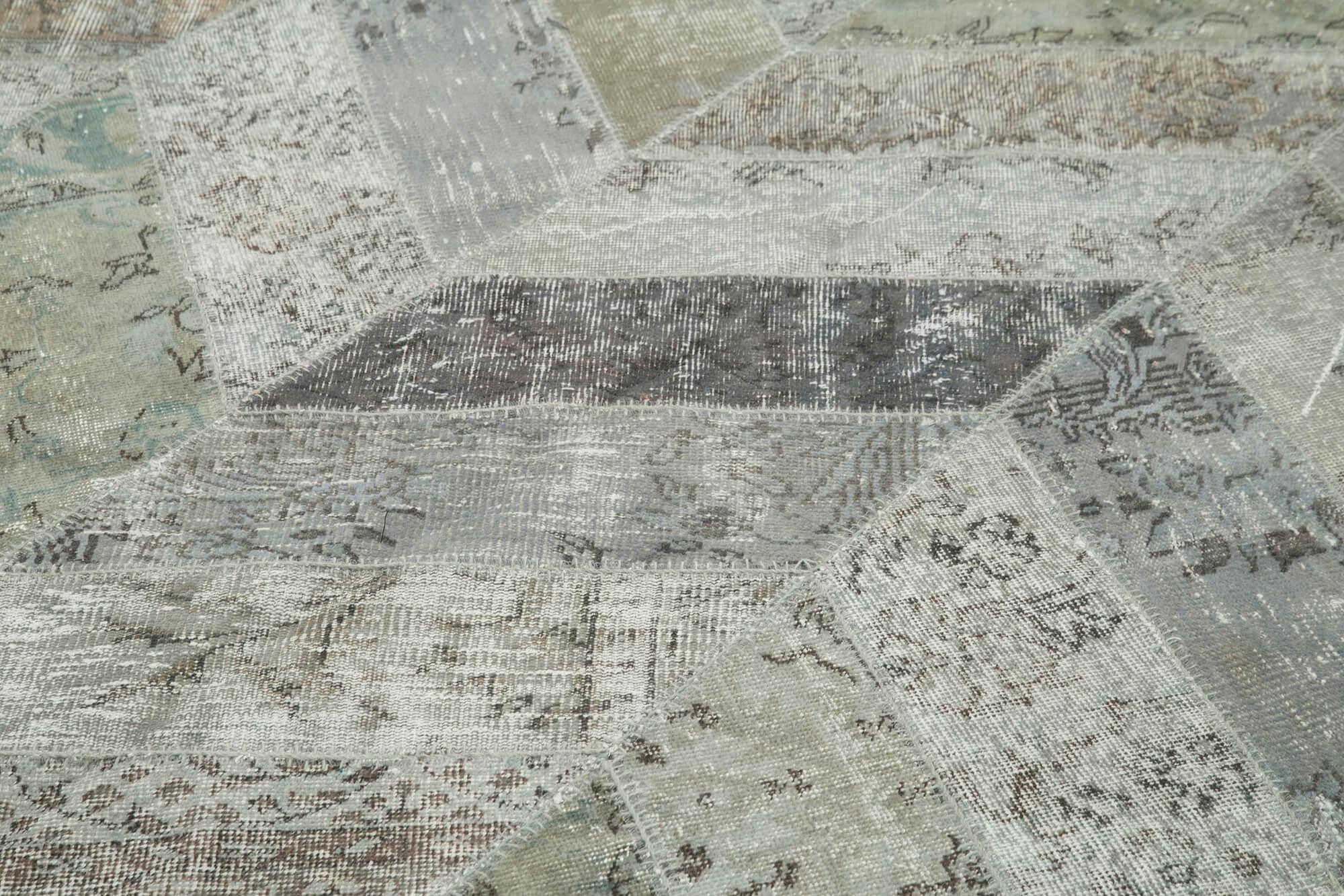 Kırk Yama Gri Patchwork Pamuk Yün El Dokuma Halısı 245x308 Agacan