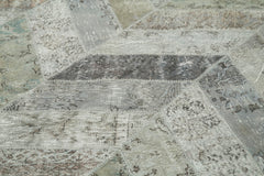 Kırk Yama Gri Patchwork Pamuk Yün El Dokuma Halısı 245x308 Agacan