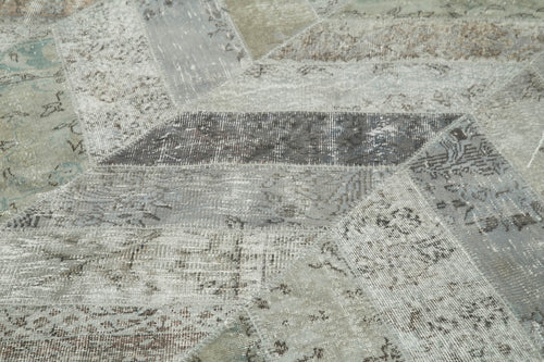 Kırk Yama Gri Patchwork Pamuk Yün El Dokuma Halısı 245x308 Agacan