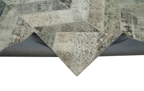 Kırk Yama Gri Patchwork Pamuk Yün El Dokuma Halısı 245x308 Agacan