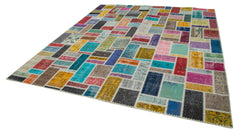 Kırk Yama Gri Patchwork Pamuk Yün El Dokuma Halısı 260x300 Agacan