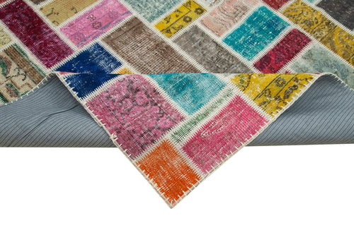 Kırk Yama Gri Patchwork Pamuk Yün El Dokuma Halısı 260x300 Agacan