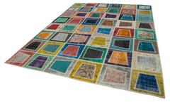 Kırk Yama Gri Patchwork Pamuk Yün El Dokuma Halısı 238x320 Agacan